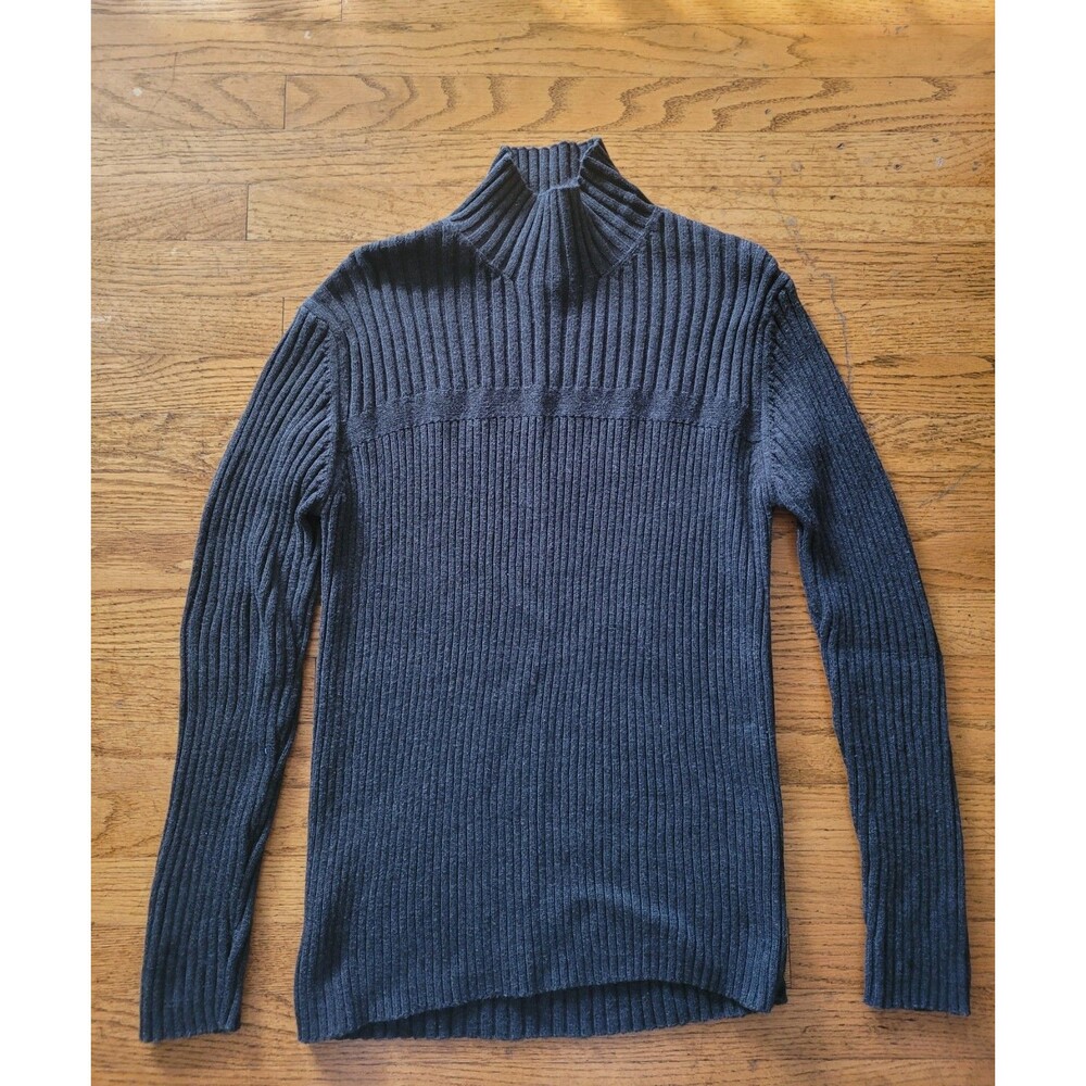 Vtg Y2K Aeropostale Womens Gray Mock Neck Ribbed Knit Sweater Size Medium